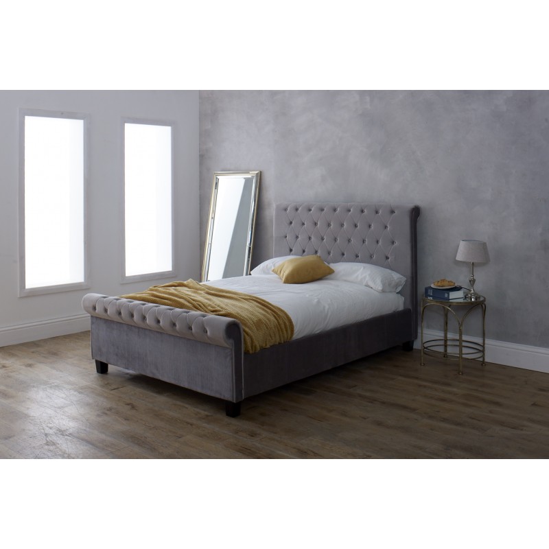 LL Orbit Silver Velvet 5ft Bedstead